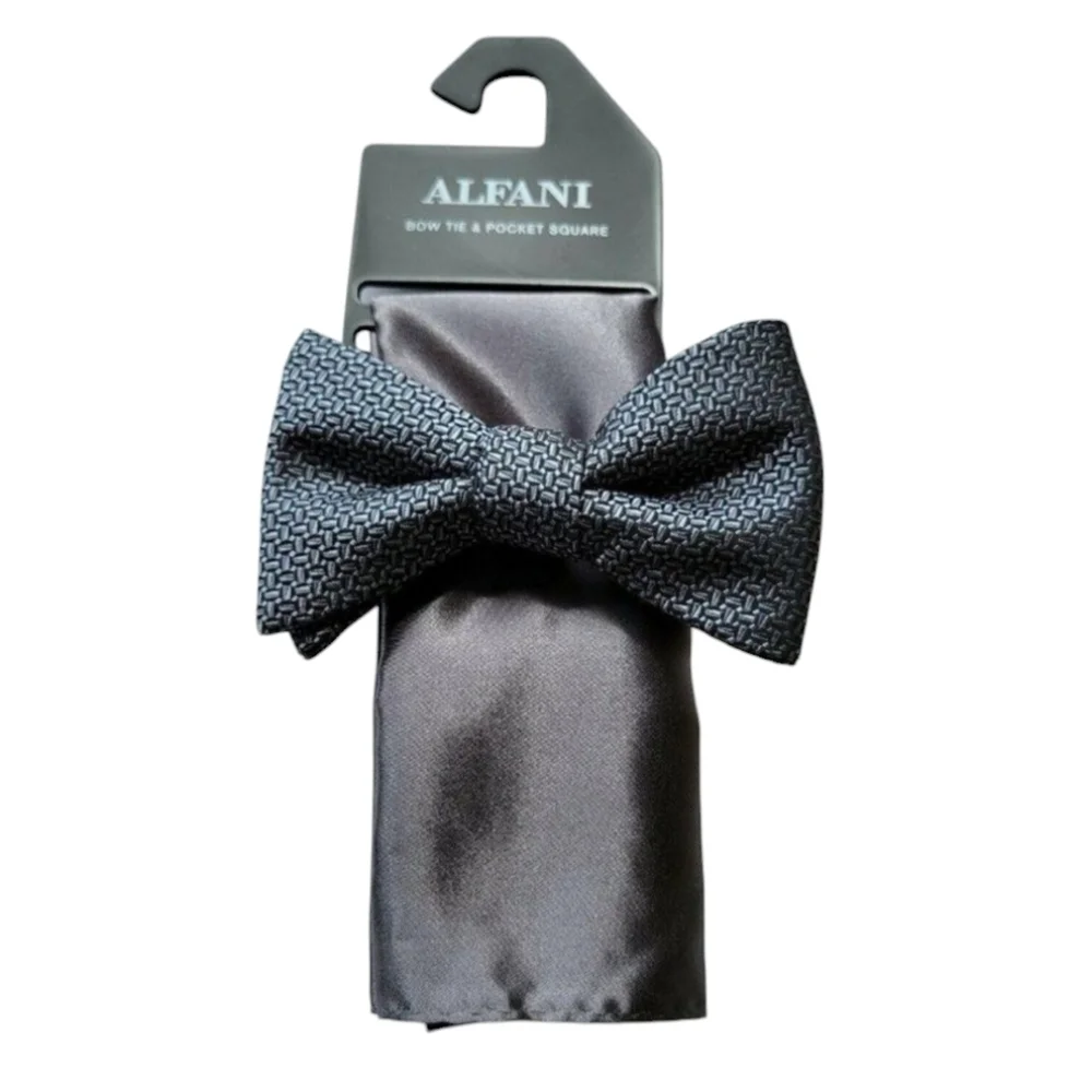 ALFANI MEN'S Silk Bowtie and Pocket Square Combo.